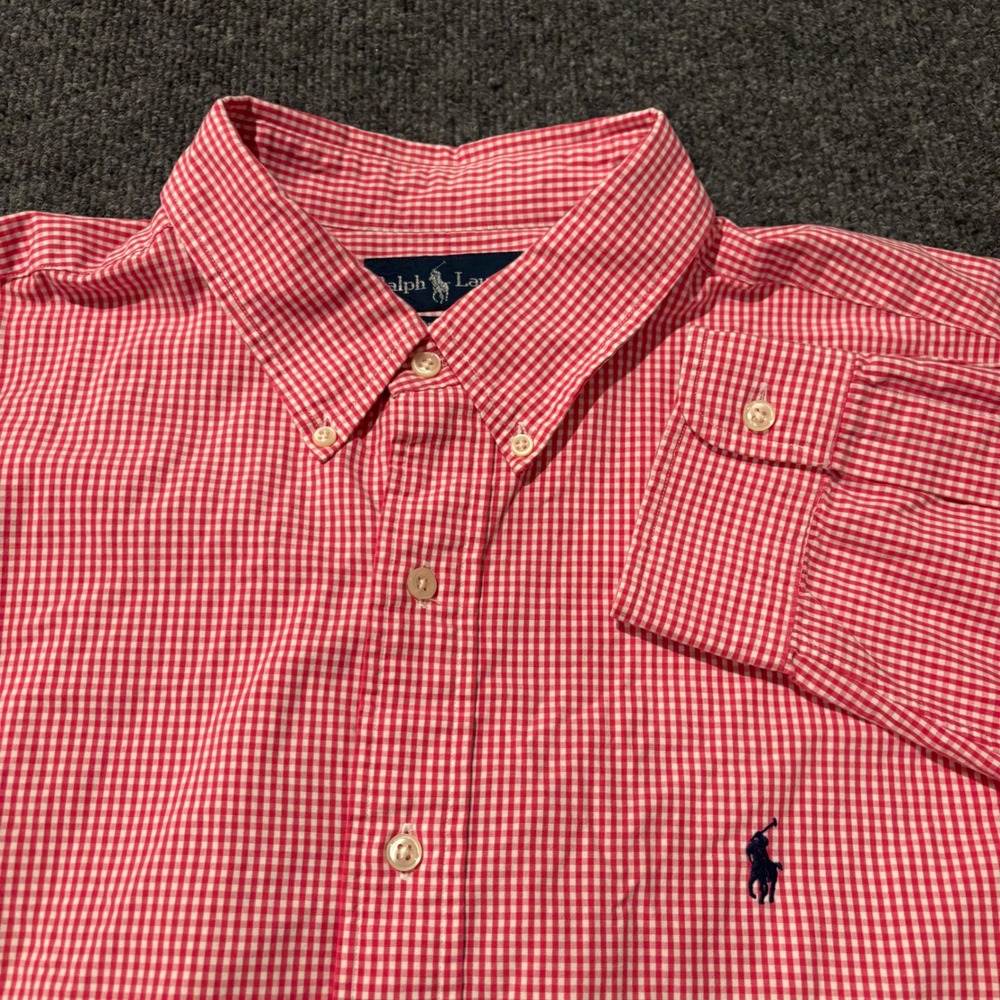 Ralph Lauren Blake Shirt Mens XXL Red White Gingham Check Cotton Button Down